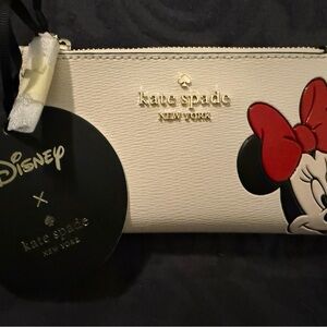 Kate Spade Cream Wristlet with Minnie Mouse